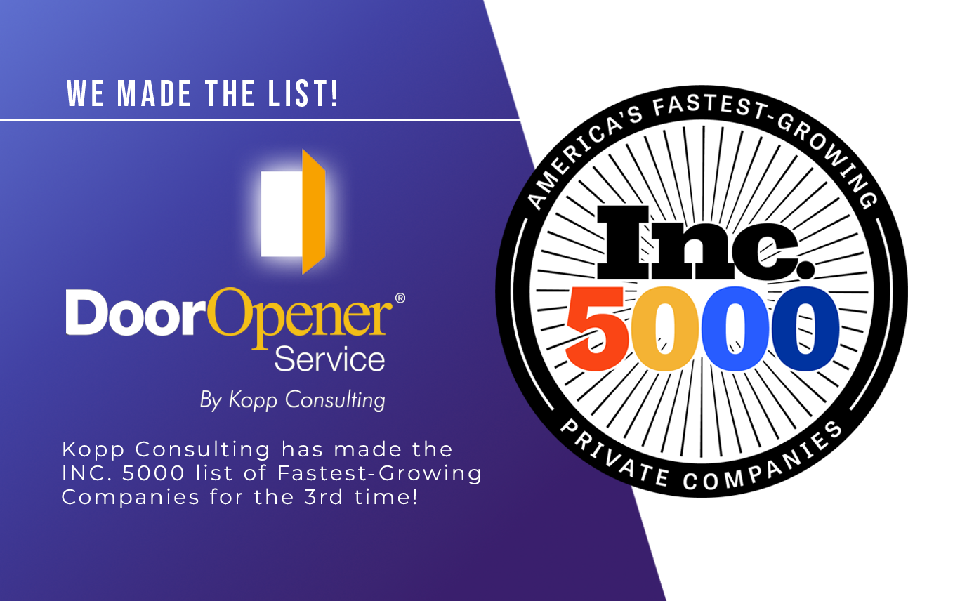 Kopp Consulting has made the INC. 5000 list of Fastest-Growing Companies for the 3rd time!